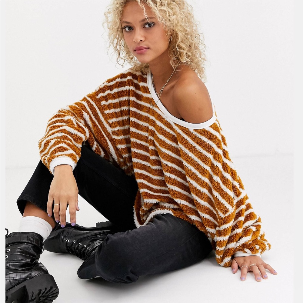 Free people textured striped sweater (fuzzy)